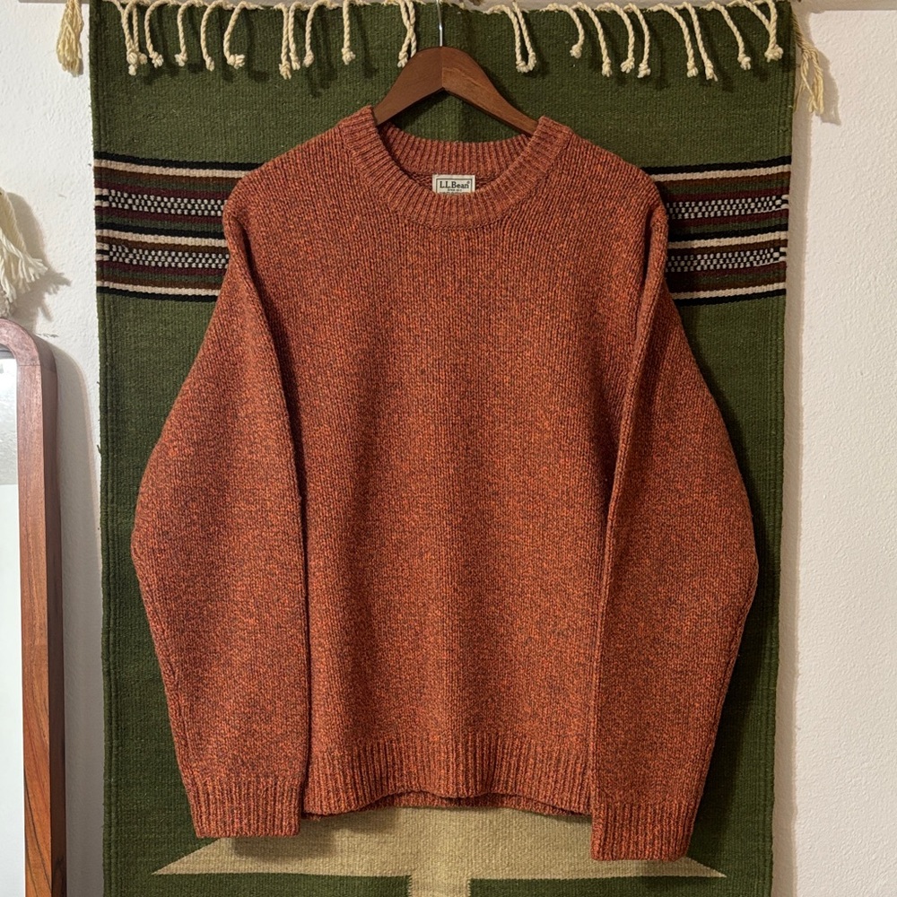 L.L. Bean Men's Crewneck Sweater in Warm Rust